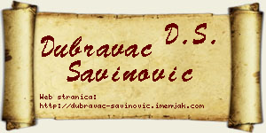 Dubravac Savinović vizit kartica